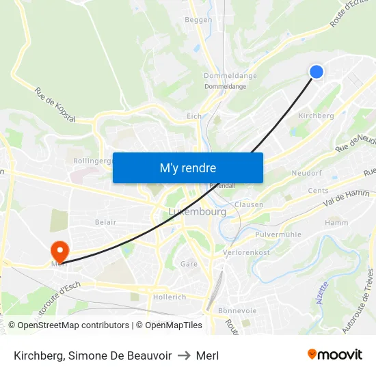 Kirchberg, Simone De Beauvoir to Merl map