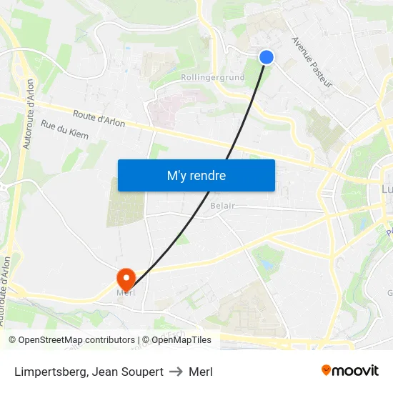 Limpertsberg, Jean Soupert to Merl map