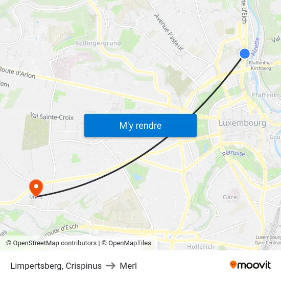 Limpertsberg, Crispinus to Merl map