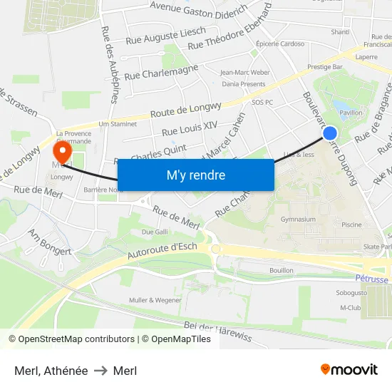 Merl, Athénée to Merl map