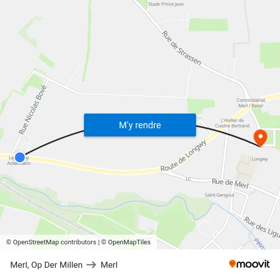 Merl, Op Der Millen to Merl map