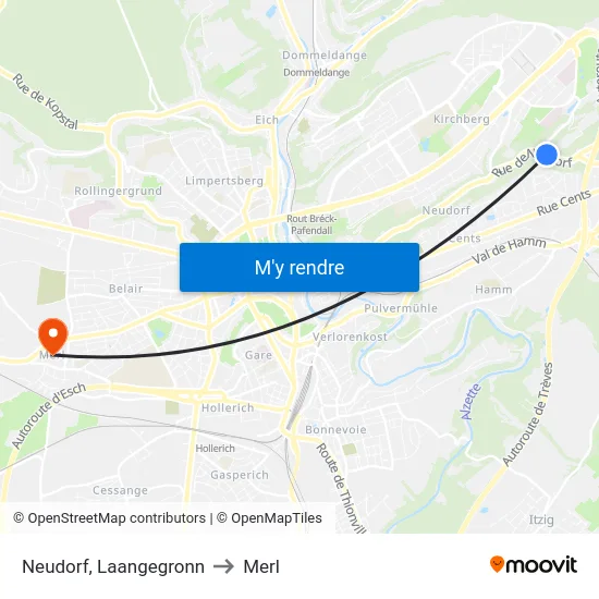 Neudorf, Laangegronn to Merl map