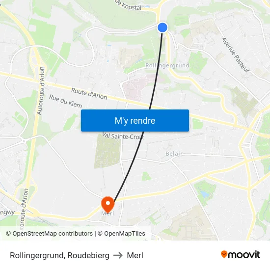 Rollingergrund, Roudebierg to Merl map