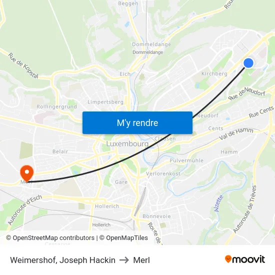 Weimershof, Joseph Hackin to Merl map