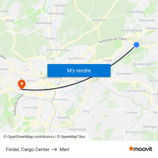 Findel, Cargo Center to Merl map