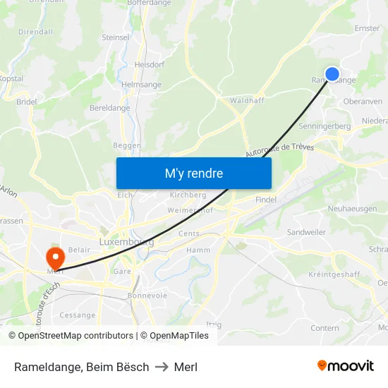 Rameldange, Beim Bësch to Merl map