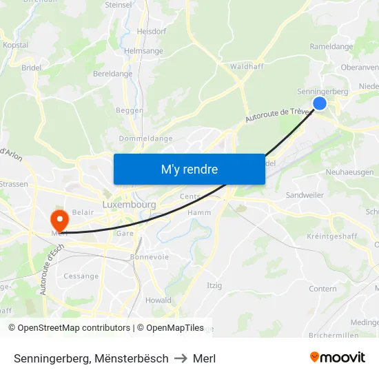Senningerberg, Mënsterbësch to Merl map