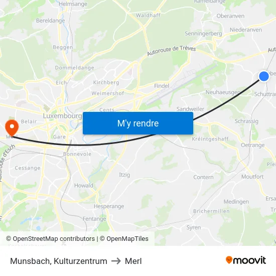 Munsbach, Kulturzentrum to Merl map