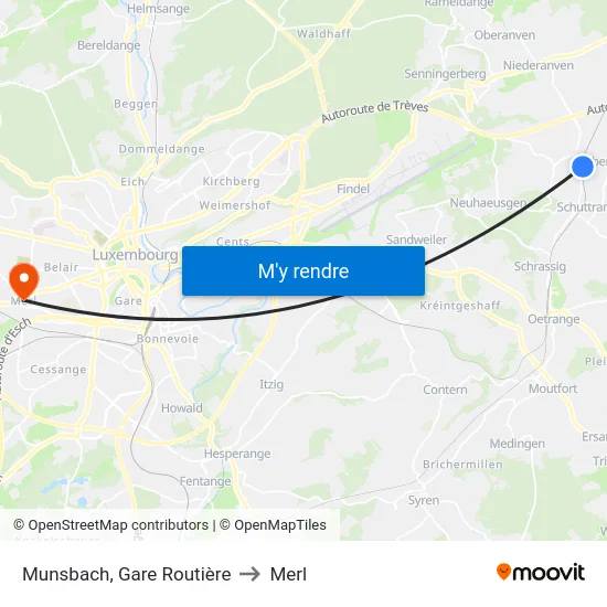Munsbach, Gare Routière to Merl map