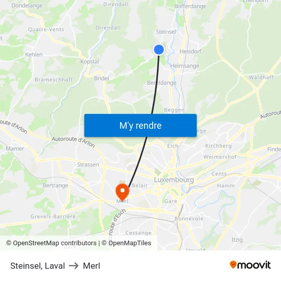 Steinsel, Laval to Merl map