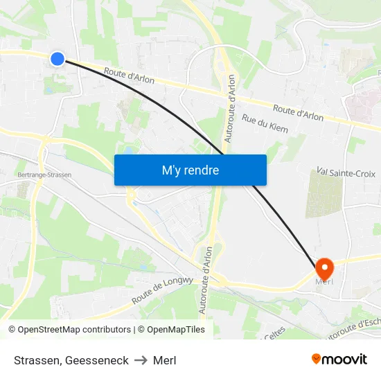 Strassen, Geesseneck to Merl map