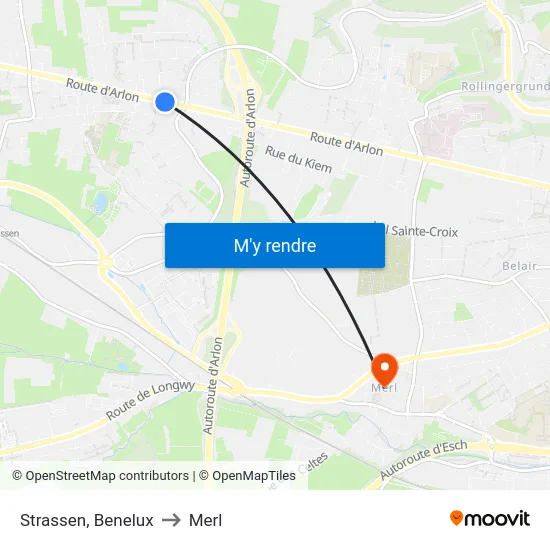 Strassen, Benelux to Merl map