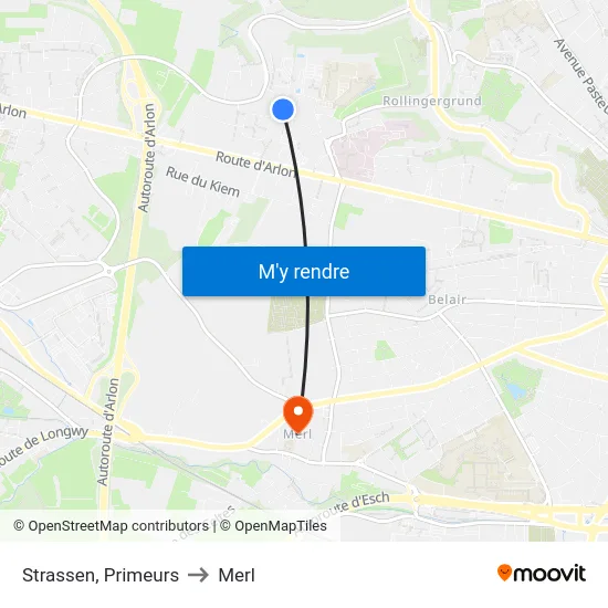 Strassen, Primeurs to Merl map
