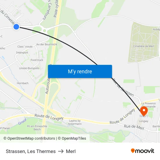 Strassen, Les Thermes to Merl map