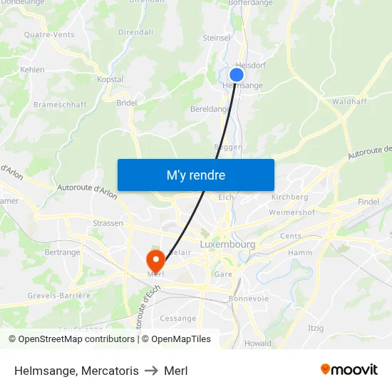 Helmsange, Mercatoris to Merl map