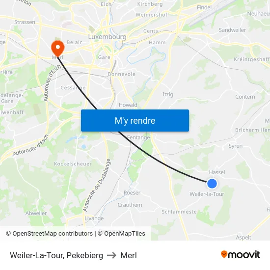 Weiler-La-Tour, Pekebierg to Merl map