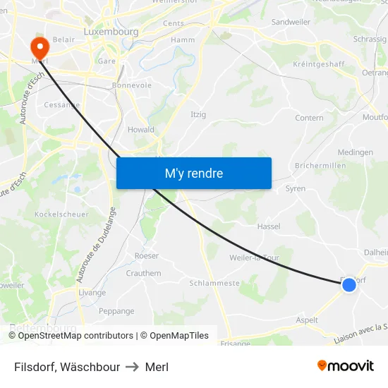 Filsdorf, Wäschbour to Merl map