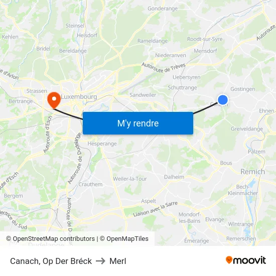 Canach, Op Der Bréck to Merl map