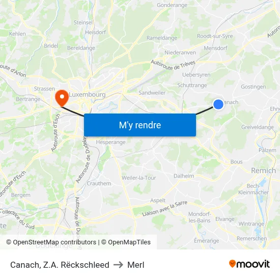 Canach, Z.A. Rëckschleed to Merl map