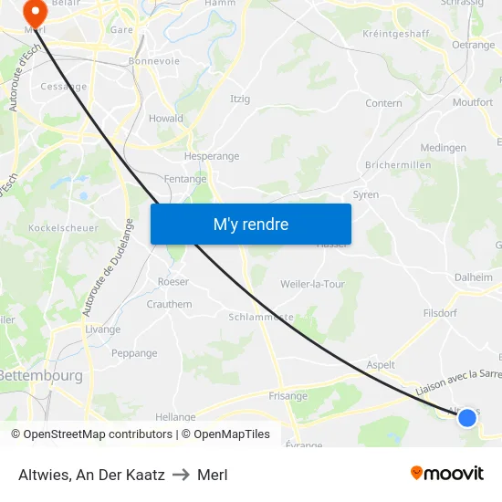 Altwies, An Der Kaatz to Merl map