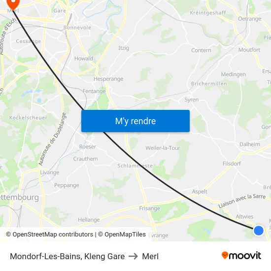 Mondorf-Les-Bains, Kleng Gare to Merl map