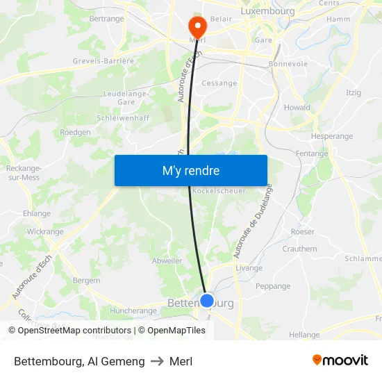 Bettembourg, Al Gemeng to Merl map