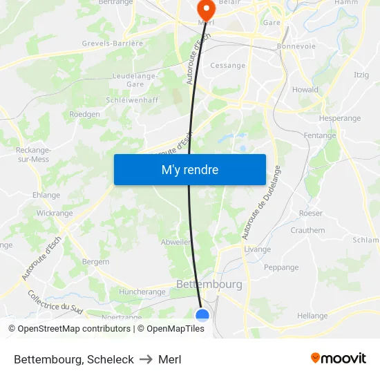 Bettembourg, Scheleck to Merl map