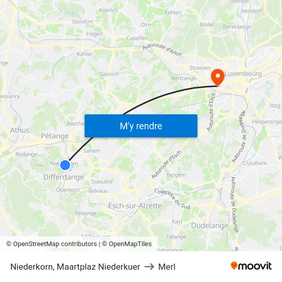 Niederkorn, Maartplaz Niederkuer to Merl map