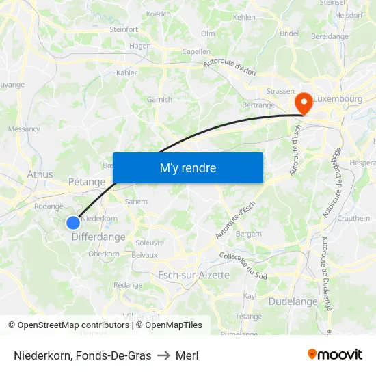 Niederkorn, Fonds-De-Gras to Merl map