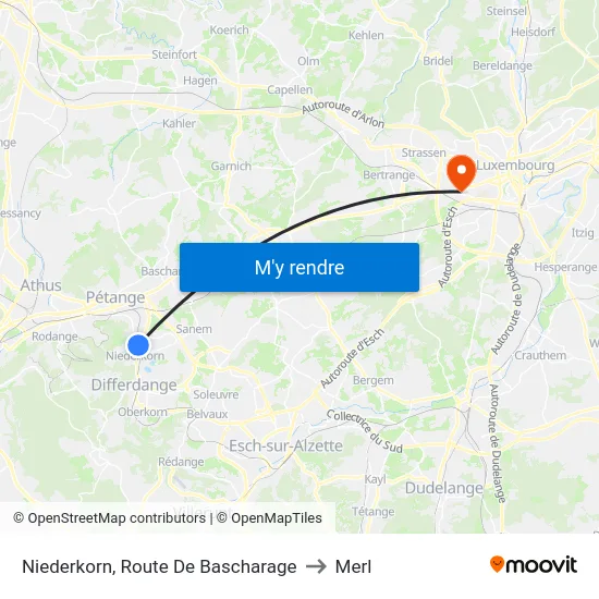 Niederkorn, Route De Bascharage to Merl map