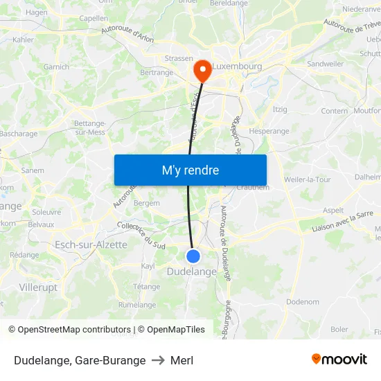 Dudelange, Gare-Burange to Merl map