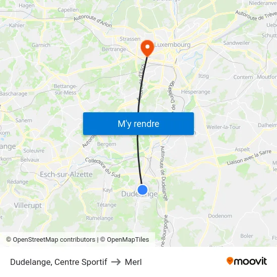 Dudelange, Centre Sportif to Merl map