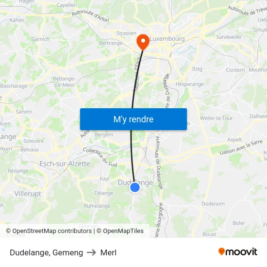 Dudelange, Gemeng to Merl map