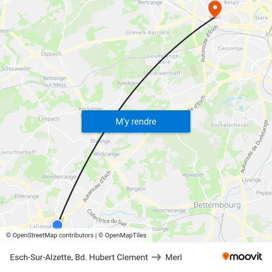Esch-Sur-Alzette, Bd. Hubert Clement to Merl map
