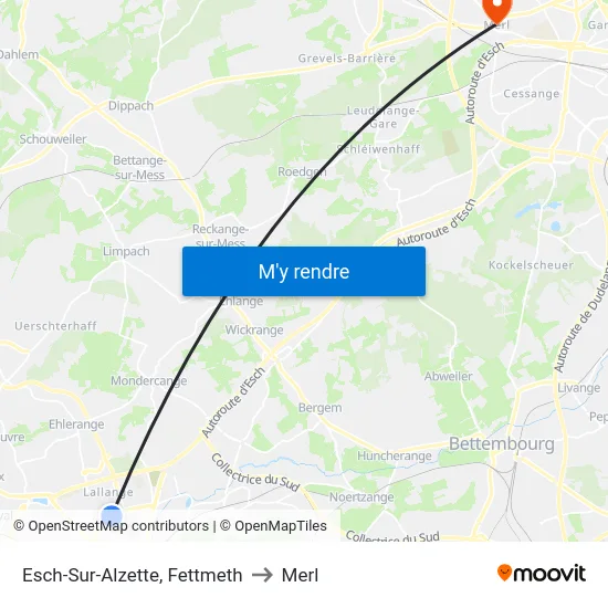 Esch-Sur-Alzette, Fettmeth to Merl map