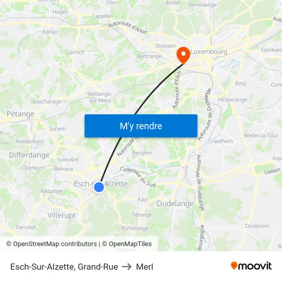 Esch-Sur-Alzette, Grand-Rue to Merl map
