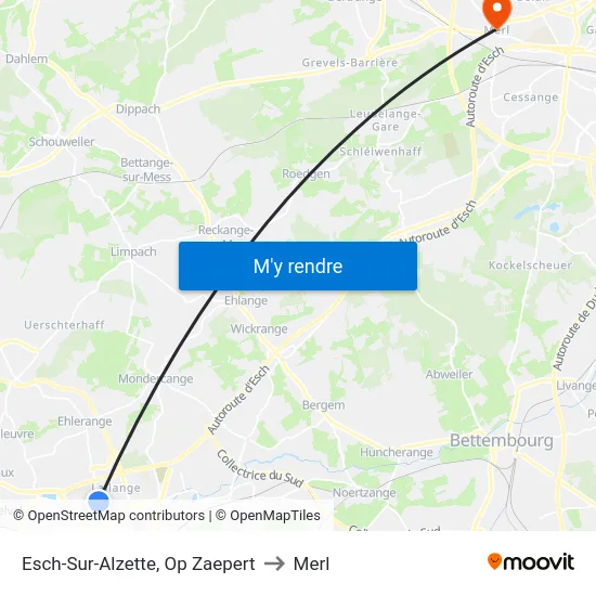 Esch-Sur-Alzette, Op Zaepert to Merl map