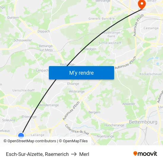 Esch-Sur-Alzette, Raemerich to Merl map