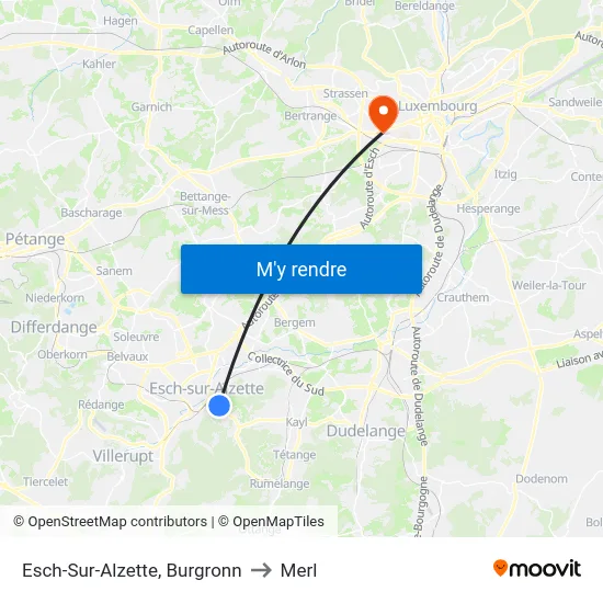 Esch-Sur-Alzette, Burgronn to Merl map