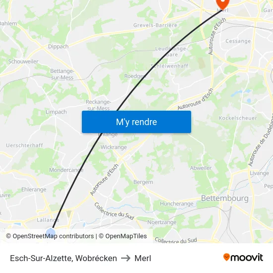 Esch-Sur-Alzette, Wobrécken to Merl map