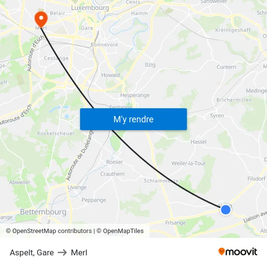 Aspelt, Gare to Merl map