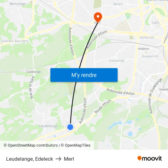 Leudelange, Edeleck to Merl map