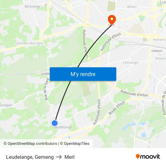Leudelange, Gemeng to Merl map