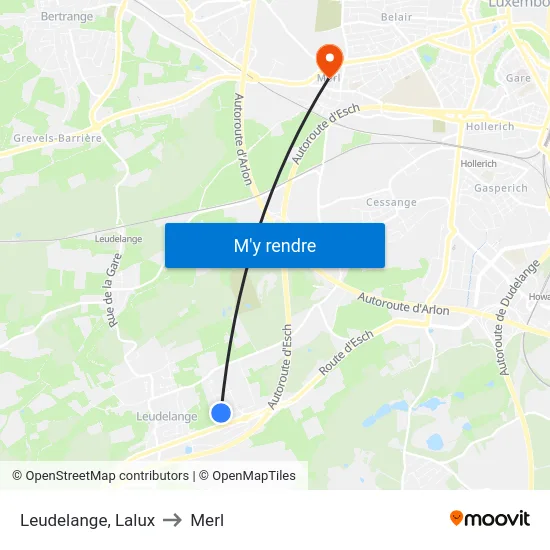 Leudelange, Lalux to Merl map