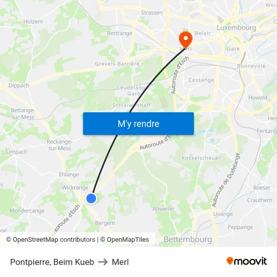 Pontpierre, Beim Kueb to Merl map