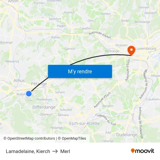 Lamadelaine, Kierch to Merl map
