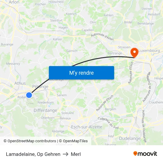 Lamadelaine, Op Gehren to Merl map