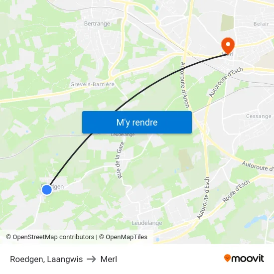 Roedgen, Laangwis to Merl map