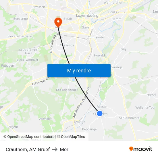 Crauthem, AM Gruef to Merl map
