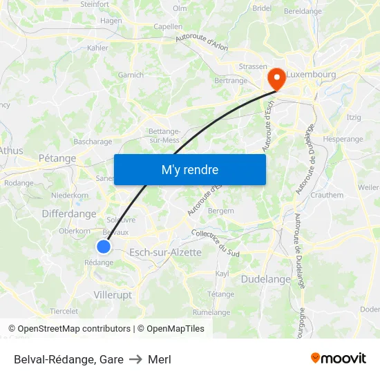 Belval-Rédange, Gare to Merl map
